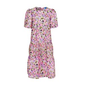 NWT Cras Lilicras Dress Daisy Floral‎ Puff Sleeves Pink Purple Midi Copenhagen